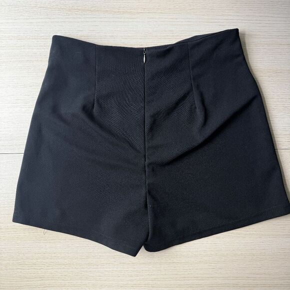 Black Skort Casual High Elastic Waist Shorts Split Hem Skorts Plain Skirt Small - Picture 4 of 8